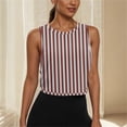 thumbnail image 7 of Fewfanhot Women's Stripe Print Sleeveless Racerback Crop Top, Loose Fit Workout Gym Tank, Lightweight Breathable Summer Athletic Shirt, 7 of 7