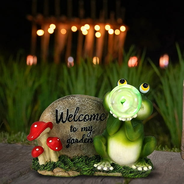 Figuras de rana perro pájaros y gatos con luz Solar decoración de paisaje resina para el patio del hogar Hugtrwg Para estrenar