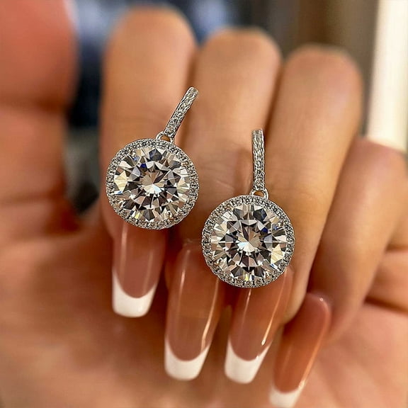 Meryn Jewel 1.95 Ct Round Cut Lab-Grown Diamond Halo Clip-On Earrings – 14K White Gold Plated Earring Stud Earrings – Elegant & Timeless Wedding Jewelry – Women’s Fine Gift Option