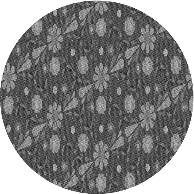 Ahgly Company Tapis de Zone Rond Gris Transitionnel pour Intérieur Lavable à la Machine, 3 Pieds Rond