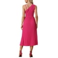 thumbnail image 3 of INSPIRE CHIC Women's Midi Summer Pleated Dress One Shoulder Sleeveless Cinched Waist Party Cocktail Dresses Hot Pink L, 3 of 6