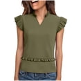 thumbnail image 1 of Camisola Negra Mujer Cuello en V Estirable con Ruffle sin Mangas Túnica en Tela Arrugada para el Uso Casual, 1 of 8