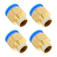 thumbnail image 1 of Accesorios de aire de conexión rápida Unique Bargains 35/64" rosca macho con conector de línea de aire de plástico y metal 3/8" BSPT 4 piezas tono azul dorado, 1 of 1
