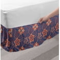 thumbnail image 2 of Floral Bed Skirt, Flower Scroll Pattern with Swirled Branches Leaves and Blossoms Persian, Elastic Bedskirt Dust Ruffle Wrap Around for Bedding Decor, 4 Sizes, Cadet Blue Orange Cream, by Ambesonne, 2 of 2
