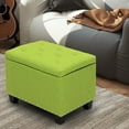 thumbnail image 7 of OSM 24 Inch Modern Storage Ottoman Bench, 40L Inner Space Linen Foot Stool for Bedroom, Upholstered Padded Rectangular Fabric Tufted Bench Footrest with Wood Legs with 600 Lbs Capacity, Green, 7 of 7