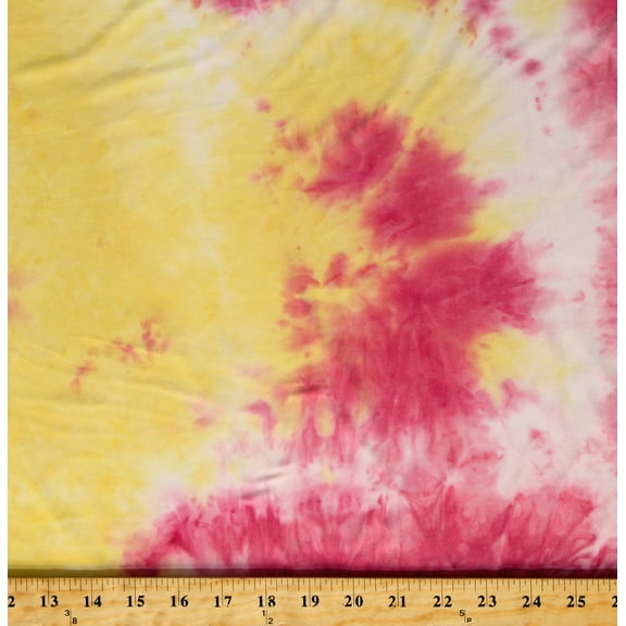 Matte Jersey Brushed Tie-Dyed Yellow Pink 4-Way Stretch 60" Wide Polyester/Lycra Fabric by the Yard (1282M-3E)