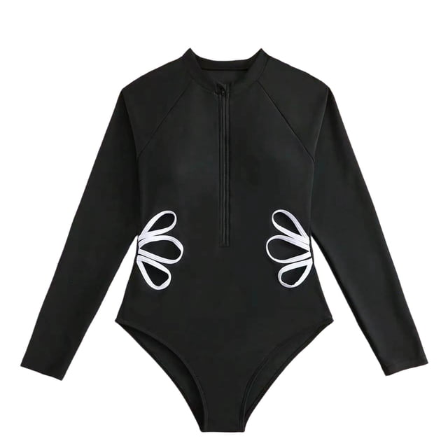 Girl Rash Guard Swimsuits Sun Protection Long Sleeve Ruffle Floral Pattern Cute Swimwear Bathing Suits 10-11 Years