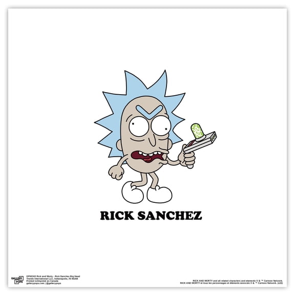 Gallery Pops Cartoon Network Rick and Morty - Rick Sanchez Big Head Wall Art, Unframed Version, 12" x 12"