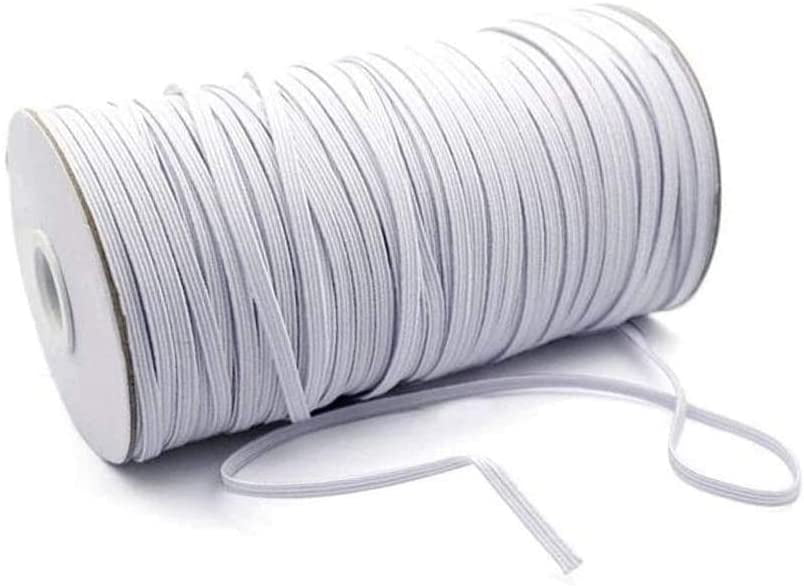 Shotbow White Elastic Band Width Braided Elastic Cord Heavy Stretch High Elasticity Knit Elastic Band Elastic Rope for Sewing Crafts DIY Cuff Bedspread 3mm 50m 