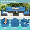 thumbnail image 5 of HOMREST 7-Piece Rattan Wicker Outdoor Sectionals with Adjustable Bracket, Blue, 5 of 9