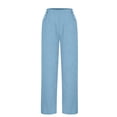 thumbnail image 6 of Cotton Linen Pants for Women Printed Capri Pant Plus Size Wide Leg Sweatpants Summer Cropped Elastic Waist Trousers, 6 of 7