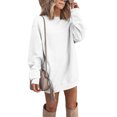 thumbnail image 1 of LUXUR Robe Chandail à Manches Longues pour Femmes, Unie, d'Hiver, à Enfiler, Blanche, m, 1 of 2