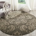 thumbnail image 2 of SAFAVIEH Florida Desmond Damask Plush Shag Runner Rug, Smoke/Beige, 2'3" x 9', 2 of 10