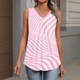 thumbnail image 3 of Women's Tank Tops V Neck Sleeveless Cute Floral Branch Print Pleated Front Casual Loose Summer Tops Pink 2XL, 3 of 4