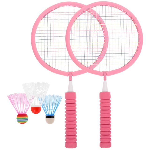 Minkissy 1Set Outdoor Badminton Racket Set Rosy Color Comfortable Grip for Family and Beginner Exercise