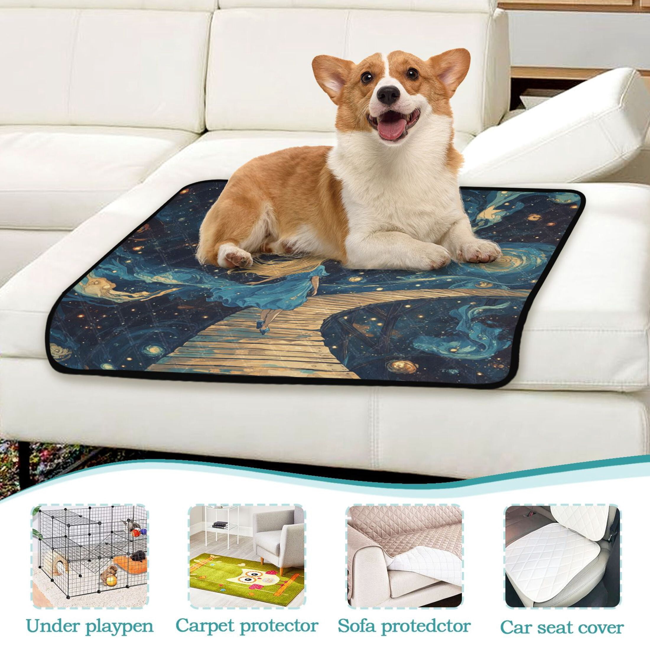 Qxltty Endless Wooden Bridge Cat litter Pads Pet Set of 3 Diaper Mats Center Anti-leakage Layer Absorbent Soft and Comfortable