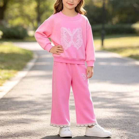 LvhaoGJOB Little Kids Girls Sweatshirt and Pants Outfit Set - Multi-Pocket, Fleece Lined