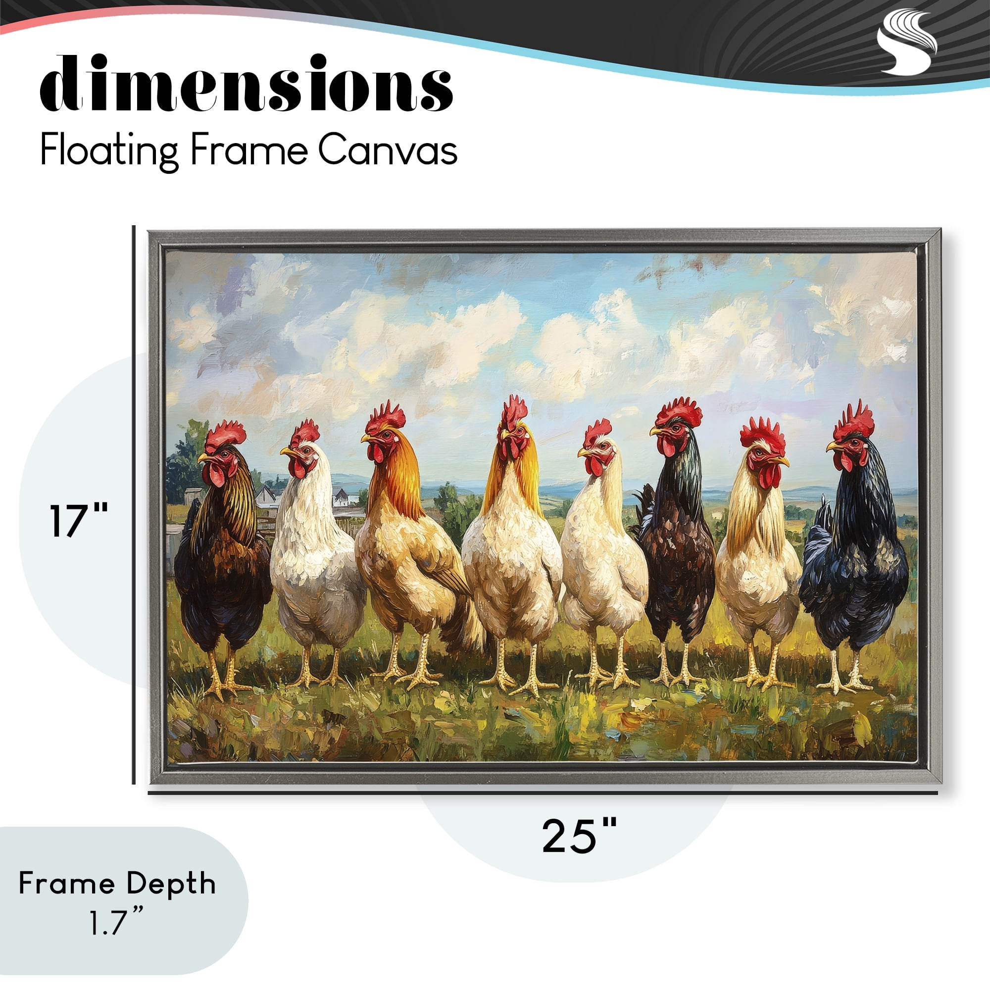 Stupell Industries Chicken Brood on Horizon Gray Framed Floater Canvas Wall Art, design by Petal Prints Design