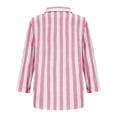 thumbnail image 5 of ABATAB Womens Button down Stripe Printed Shirts Cotton Linen Long Sleeve Classic Blouses Casual Collared Work Shirts Tops with Pockets(Large,Pink), 5 of 5