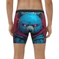thumbnail image 4 of Xecao Neon Cyberpunk Blue Bear Print Boxer Briefs for Men's Stretch Moisture-Wicking Underwear, Mid-Rise Classics breathable fabric, 4 of 7