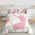 thumbnail image 2 of Castle Fairy Leopard Cheetah Print Full Size Comforter Sets 3-Piece for Teens Female Men,Abstract Gold Chain Bedding Comforter Set,Geometric Gird Checkered Lightweight Bedding Sets, 2 of 8