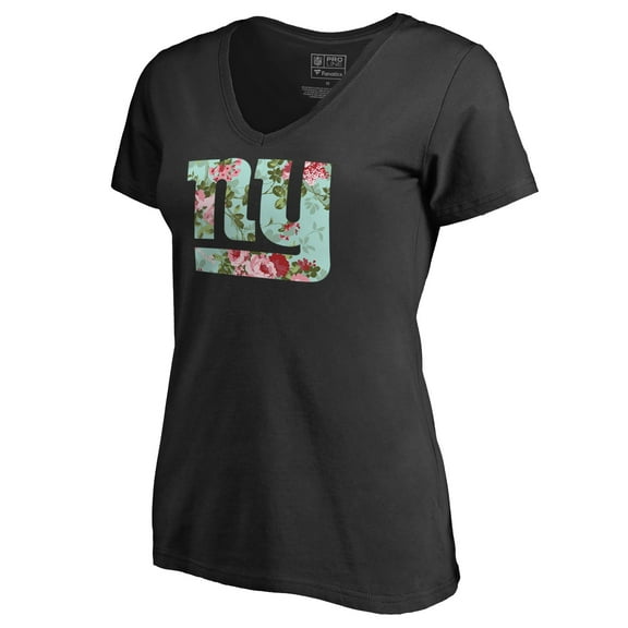 Women's Black New York Giants Lovely V-Neck T-Shirt