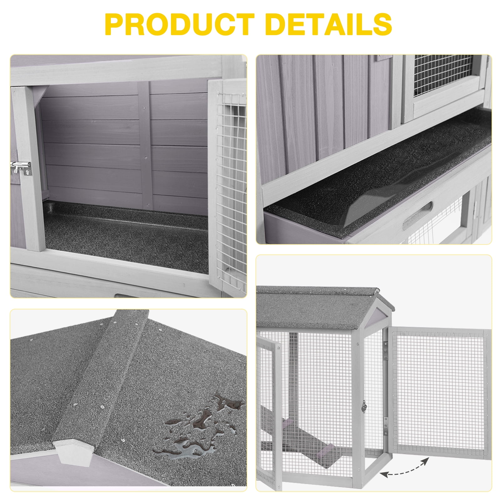 Aivituvin Chicken Coop Wooden Outdoor Hen House 6 Access Doors Rabbit Hutch with Run, Deeper Leakproof Pull-Out Tray and Weatherproof Roof