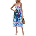 thumbnail image 1 of Mialoley Femmes Été Décontracté une Ligne Robe Imprimée Spaghetti Sangle Midi Sans Dos Robe Mode Sans Manches Robe Cami, 1 of 6