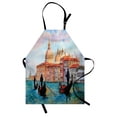 thumbnail image 1 of Venice Apron Watercolor Painting of Venice Serene Cityscape Antique Gondolas Scenic, Unisex Kitchen Bib Apron with Adjustable Neck for Cooking Baking Gardening, Peach Pale Blue Red, by Ambesonne, 1 of 3