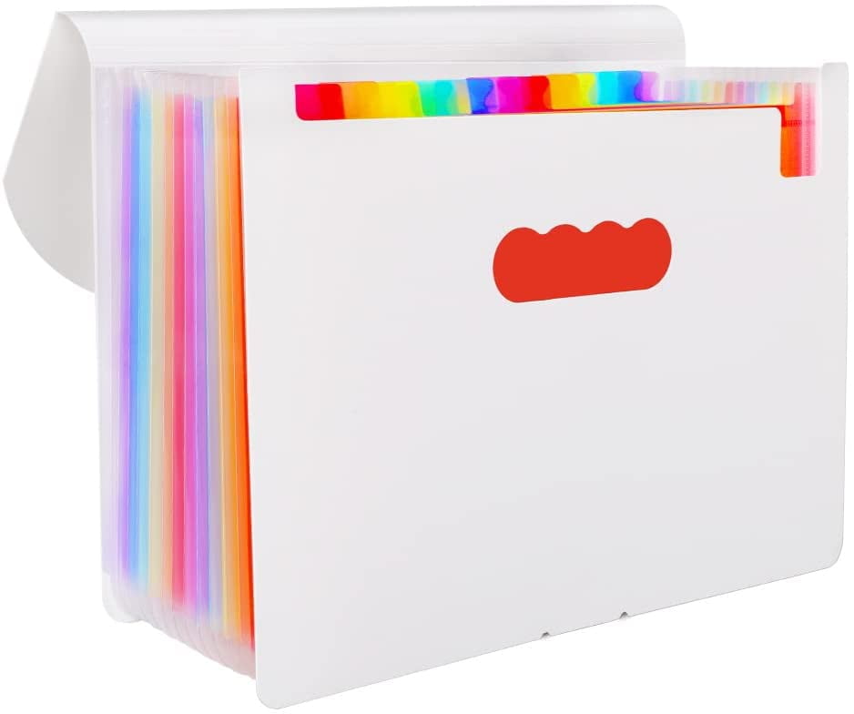 4 Pack Mini Document File A6 7.1 x 4.45 x 1.1 Inch Rainbow Expanding Folder 13 Pocket File Organizer 12 Labels Index 