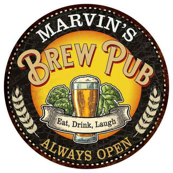 MARVIN'S Beer Pub Man Cave Metal Sign Home Decor 12 inch Round 200120025325