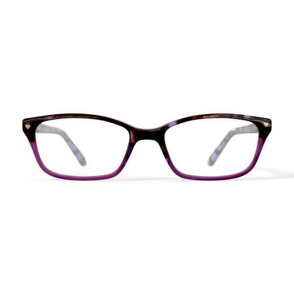 Hard Candy Women's HC07 Rectangular Prescription Eyeglasses with Case, Purple Tortoise
