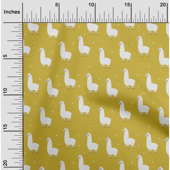 oneOone Cotton Poplin Yellow Fabric Sheep Sewing Material Print Fabric By The Yard 42 Inch Wide