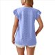 thumbnail image 3 of Blusa de Mujer con Cuello en V y Mangas con Volantes, Holgada, Elegante, Informal, , de Verano, Azul , Talla M, 3 of 10