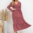 thumbnail image 5 of Utoimkio Women's Casual Loose Long Sleeve Maxi Dress Fall Winter V Neck Full Length Swing Party Long Dresses for Women, 5 of 7