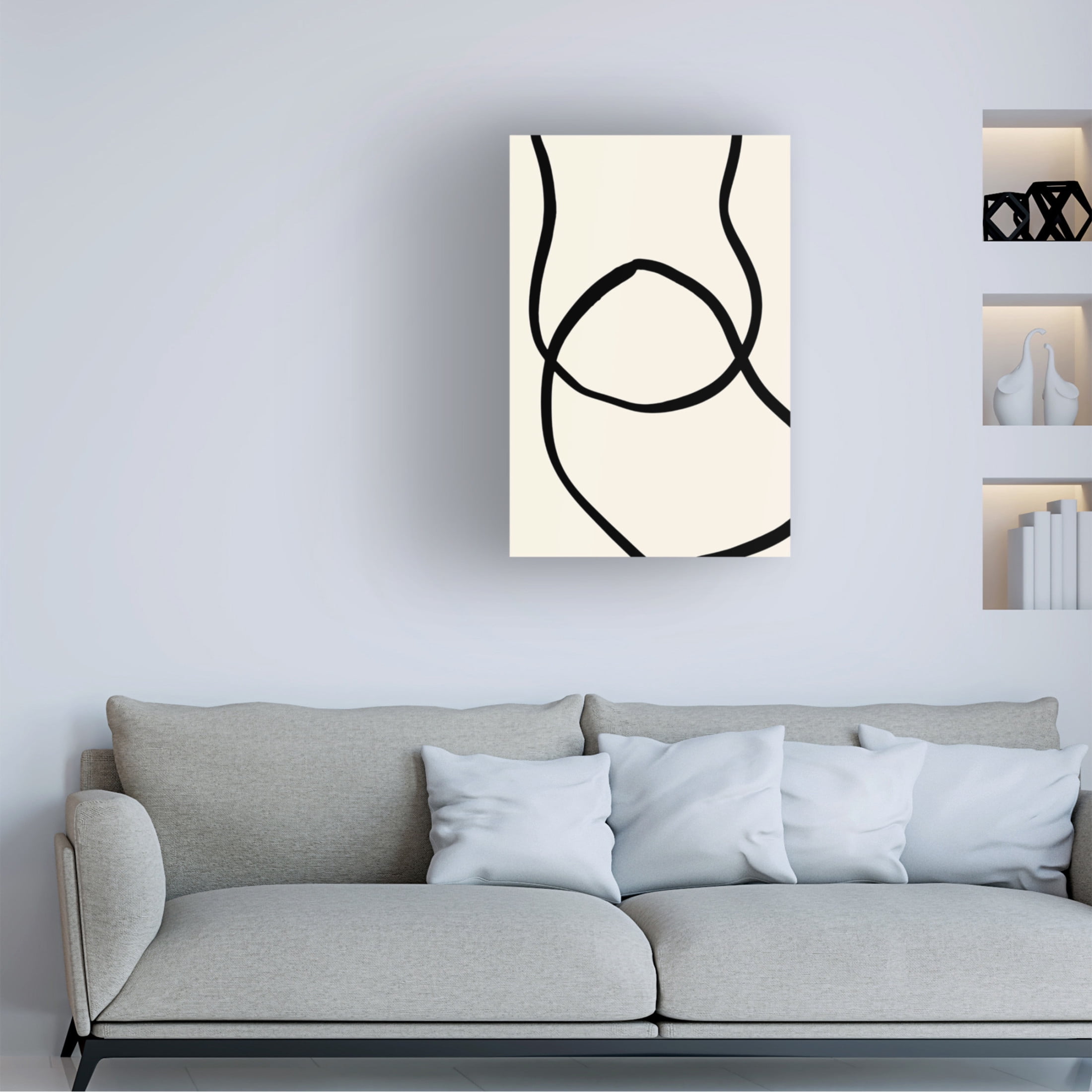 Canvas Wall Art - Pictufy Studio 'Black Lines 04' Wall Art for Living Room, Bedroom, or Office Décor by Trademark Fine Art - 12 x 19 Inches