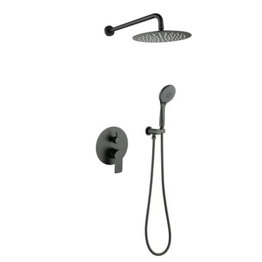 Complete Shower System with Rough in-Valve,LIGMIRR Slide Bar Handheld Shower System with 3-Function Hand Shower