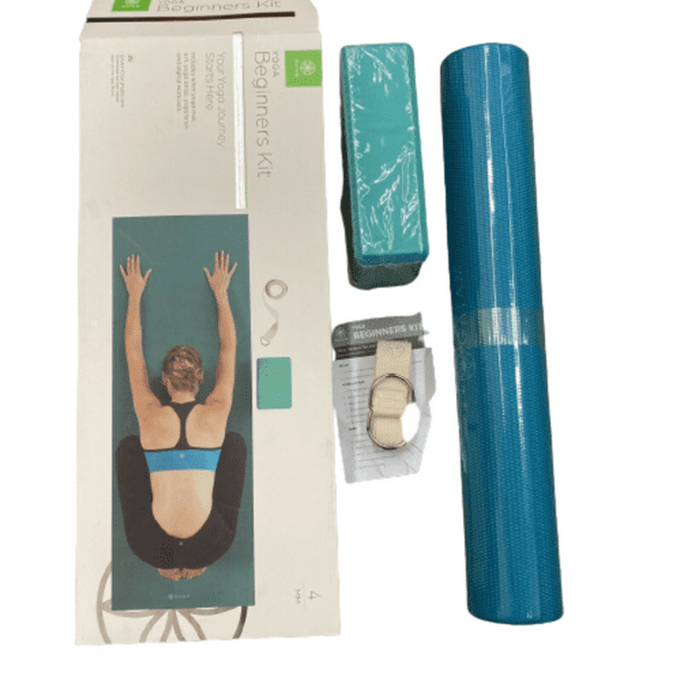 Gaiam Beginners Yoga Kit 4 mm Mat, Strap and Brick Teal