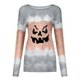 thumbnail image 4 of Tunique Décontractée à Manches Longues pour Femmes Automne Tendance Imprimé Teinture sur Nœuds Col Rond Blouses Basiques Amples, 4 of 4