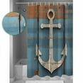 thumbnail image 3 of Extra Long Shower Curtain 72x84 Inch, Vintage Beige Anchor Shower Curtain Waterproof Bathroom Decor Modern Nautical Coastal Wooden Fabric Bath Curtain Set Accessories with Hooks, 3 of 6