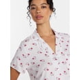 thumbnail image 5 of Joyspun Women’s Modal-Blend Ruffle Trim Notch Collar Top and Shorts Pajama Set, 2 Piece, Sizes XS-3X, 5 of 6