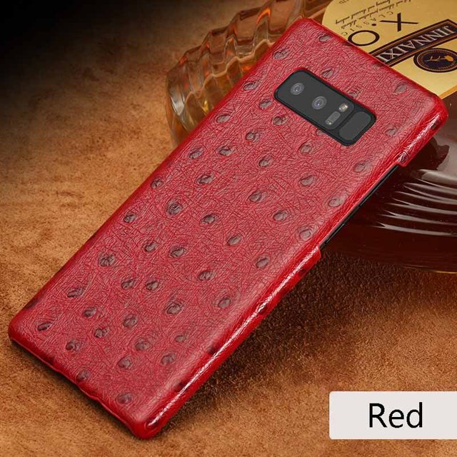 Funda de teléfono de cuero genuino de lujo para iSamsung note 8, funda protectora de teléfono con textura de avestruz, paquete medio Fivean unisex