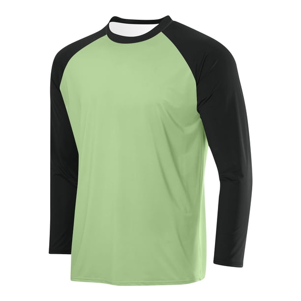pstuiky manga larga para hombre, Camisa deportiva transpirable de manga larga raglán con cuello redondo para hombre, de color sólido top de hombre l