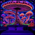 thumbnail image 2 of Simpkeely Blacklight Mushroom Tapestry, UV Reactive Fantasy Forest Neon Wall Hanging, Fluorescent Party Decor Glow Wall Art for Bedroom, Dorm, Gaming Room - 51.2" x 59.1", 2 of 7