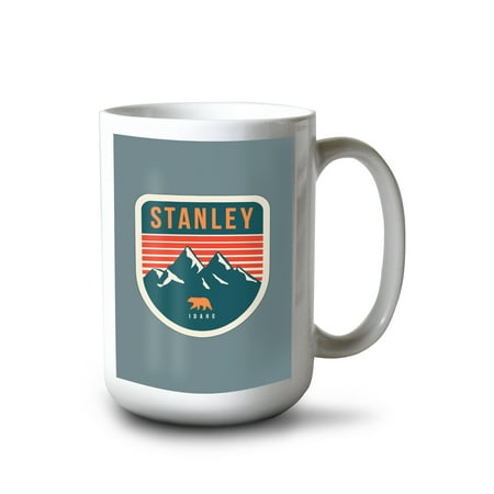 

15 fl oz Ceramic Mug Stanley Idaho Mountains and Bear Red Lines Contour Press Dishwasher & Microwave Safe