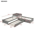 thumbnail image 4 of Euroco Pine Wood L-Shaped Twin Platform Bed with Trundle, 3 Beds in One for Bedroom, Trundle Bed with Drawers and Built-in Desk, Gray, 4 of 13