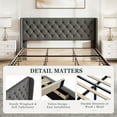 thumbnail image 3 of Amolife King Size Upholstered Platform Bed Frame with Fabric Diamond Deluxe Wingback Headboard, Light Grey, 3 of 9