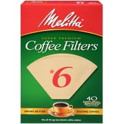 Melitta Natural Brown Cone Coffee Filters, Size #6, 40Ct