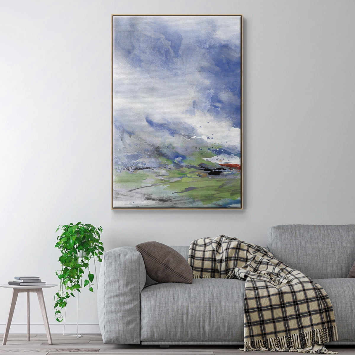 Spring Air I Framed Premium Gallery Wrapped Canvas - Ready to Hang - 27 x 41 - Natural Wood Floating Frame