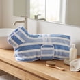 thumbnail image 5 of Pink White Striped Dog Bath Robe Super Absorbent Soft Pet Drying Towel with Adjustable Strap for Medium Large Dogs After Shower Grooming Home Use, 5 of 7